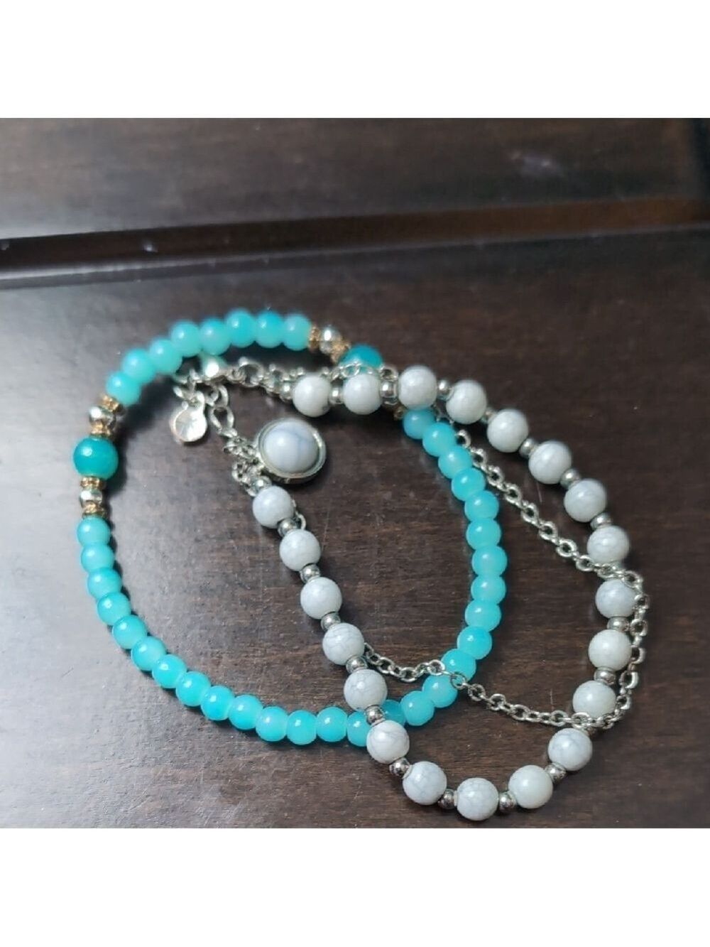Bohemian Silver and Blue Charm Bracelet - Picture 5 of 5